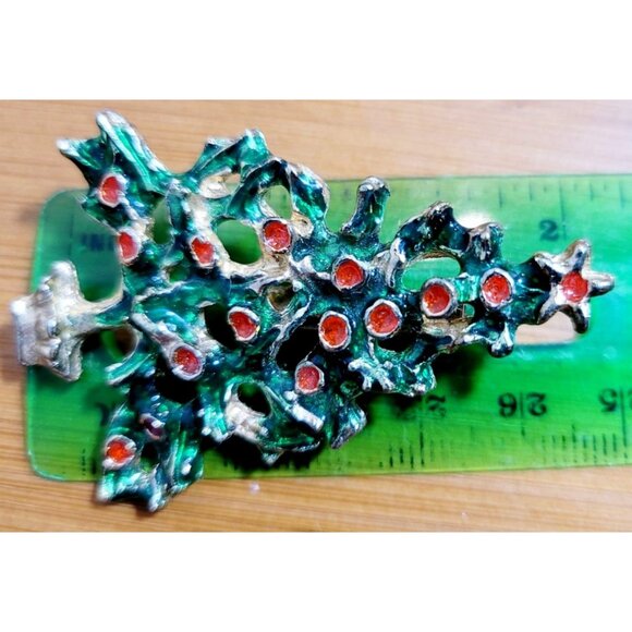 Christmas Tree and PEACE ON EARTH Wreath Pins 1950's Brooches Vintage Christmas - Picture 5 of 6